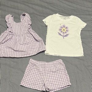 Carter's 3 piece gingham Purple and White Kids Matching Set